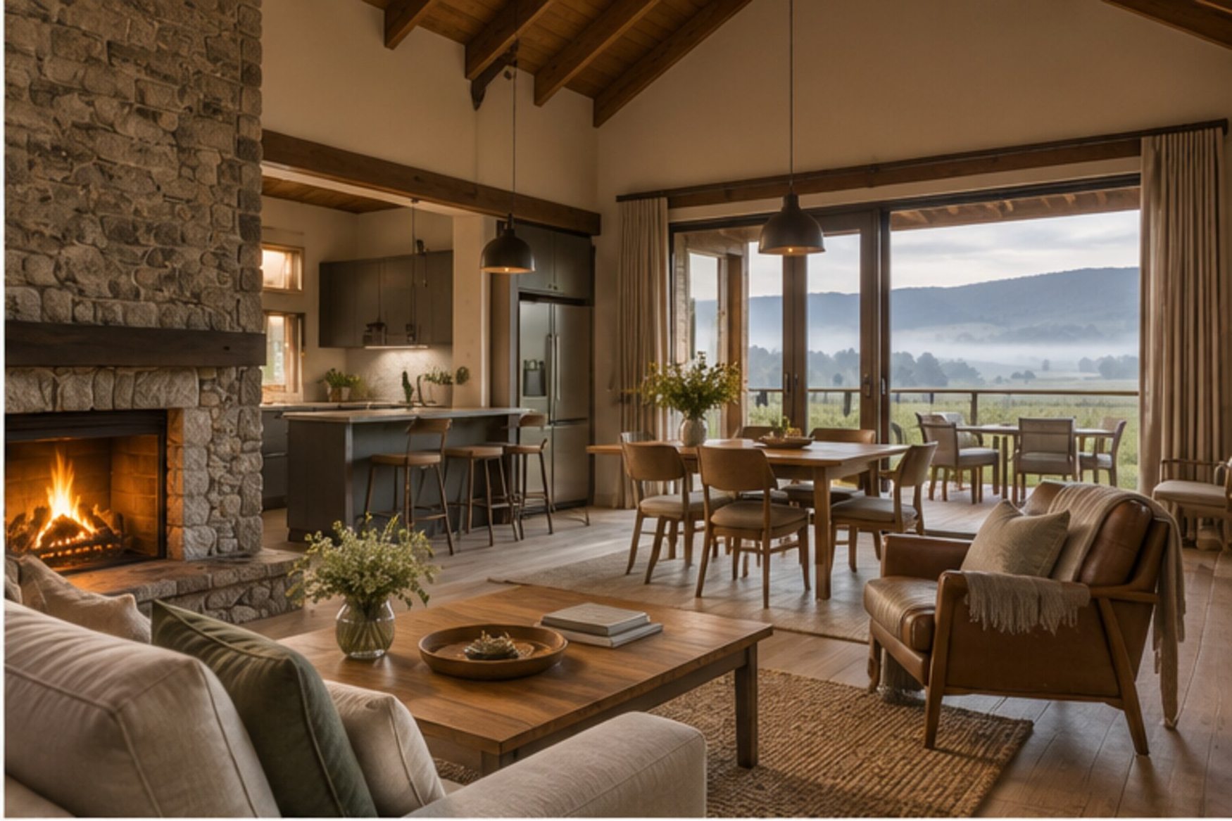Illustrative warm country-house interior